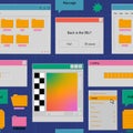 Seamless pattern with retro computer windows. Screen panel with user interface elements
